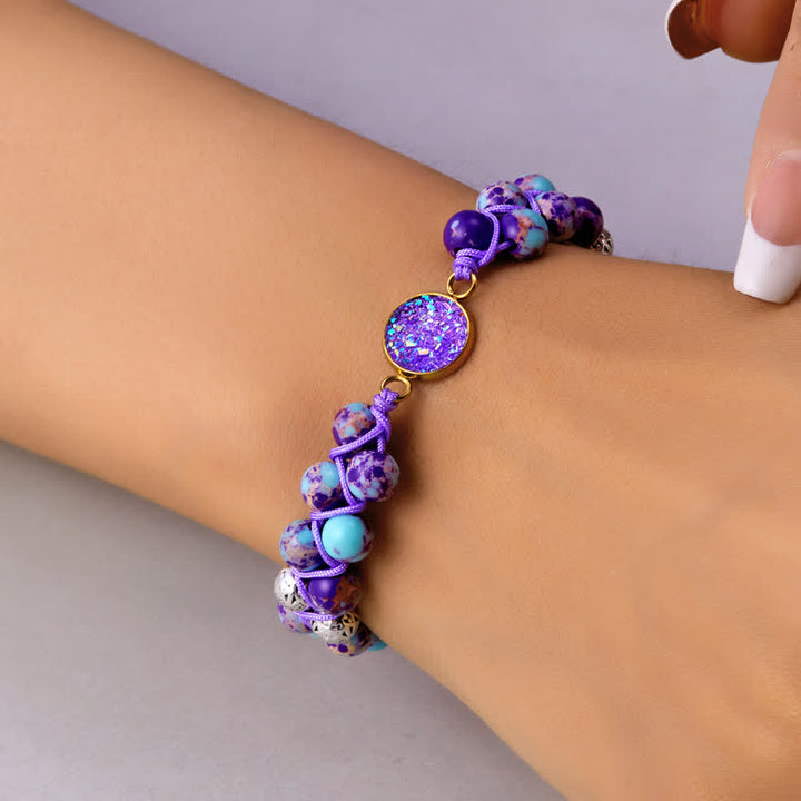 Bracelet double tressé en pierre naturelle de l'empereur Olivenorma