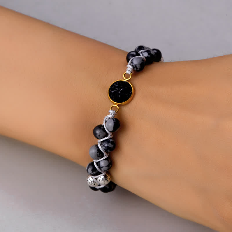 Bracelet double tressé en pierre naturelle de l'empereur Olivenorma