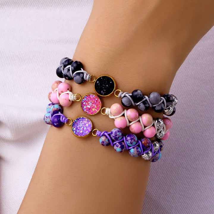 Bracelet double tressé en pierre naturelle de l'empereur Olivenorma