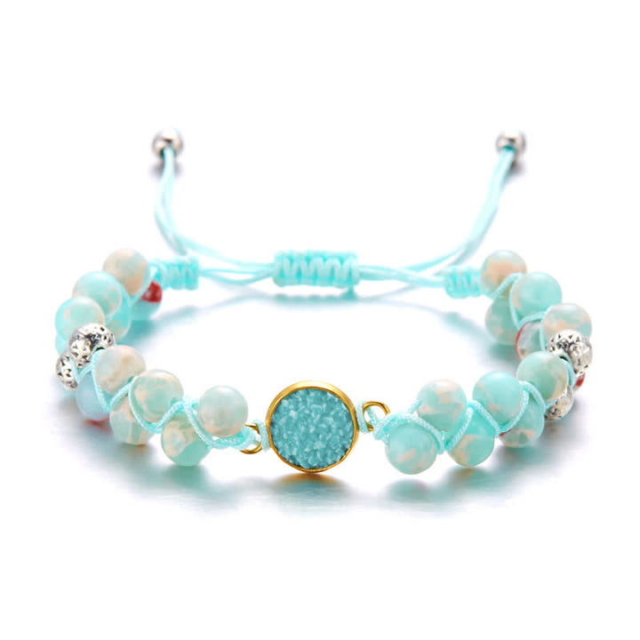 Bracelet double tressé en pierre naturelle de l'empereur Olivenorma