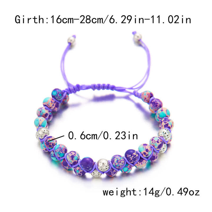 Bracelet double tressé en perles métalliques en pierre naturelle de l'empereur Olivenorma