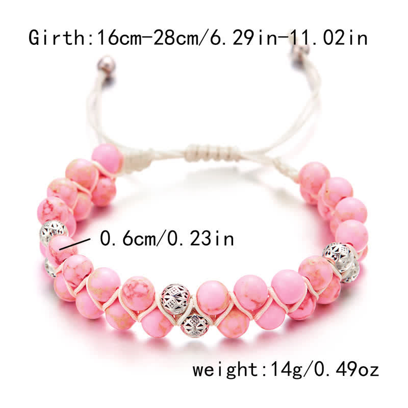 Bracelet double tressé en perles métalliques en pierre naturelle de l'empereur Olivenorma