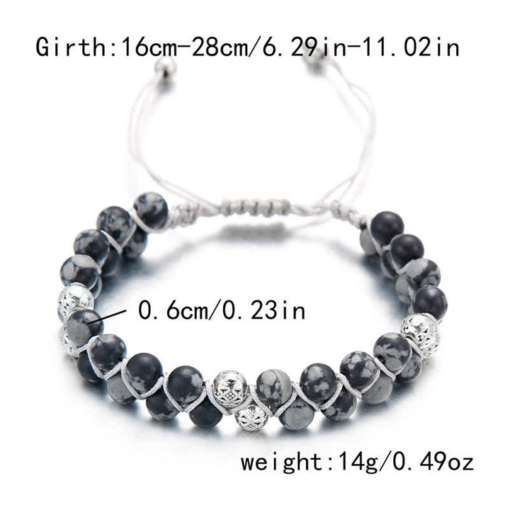 Bracelet double tressé en perles métalliques en pierre naturelle de l'empereur Olivenorma