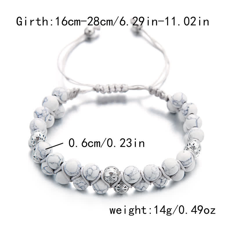 Bracelet double tressé en perles métalliques en pierre naturelle de l'empereur Olivenorma