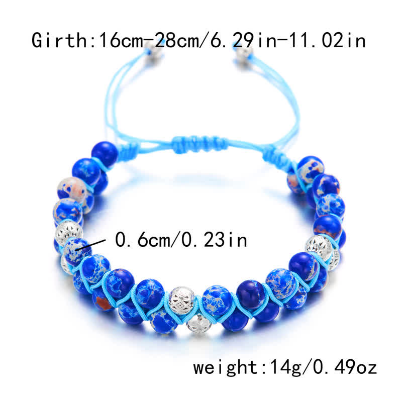 Bracelet double tressé en perles métalliques en pierre naturelle de l'empereur Olivenorma