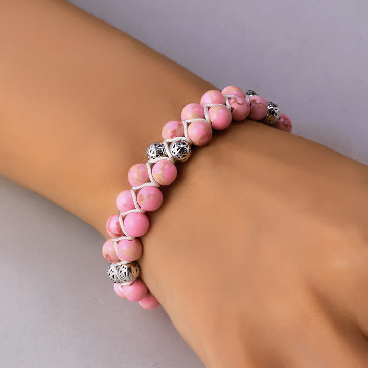 Bracelet double tressé en perles métalliques en pierre naturelle de l'empereur Olivenorma