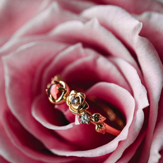 Olivenorma"Venus Rose" - Bague Grenat avec Moissanite Rose