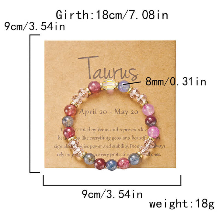 Bracelet en cristal naturel coloré Olivenorma avec douze signes du zodiaque