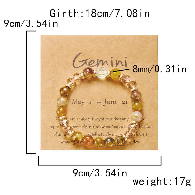 Bracelet en cristal naturel coloré Olivenorma avec douze signes du zodiaque