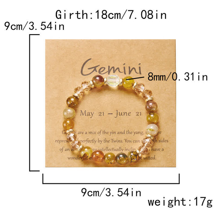 Bracelet en cristal naturel coloré Olivenorma avec douze signes du zodiaque
