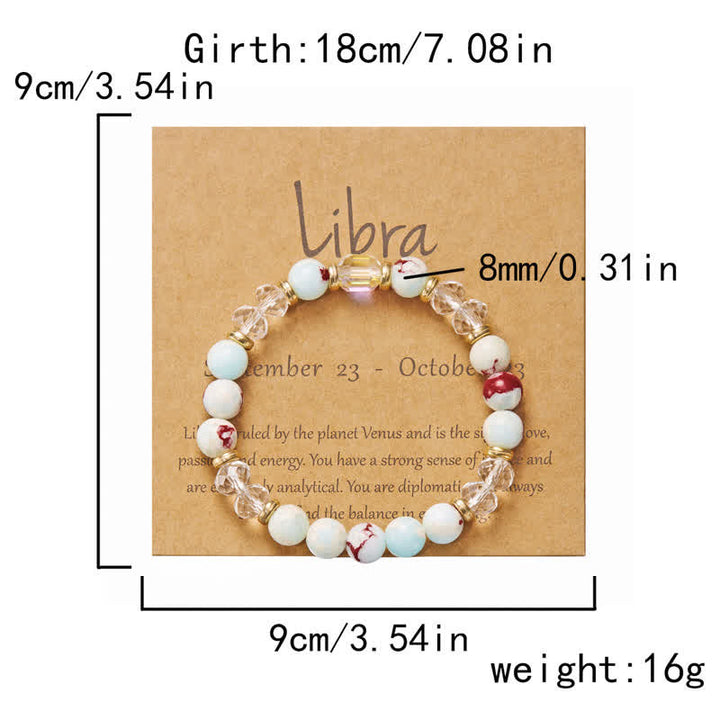 Bracelet en cristal naturel coloré Olivenorma avec douze signes du zodiaque
