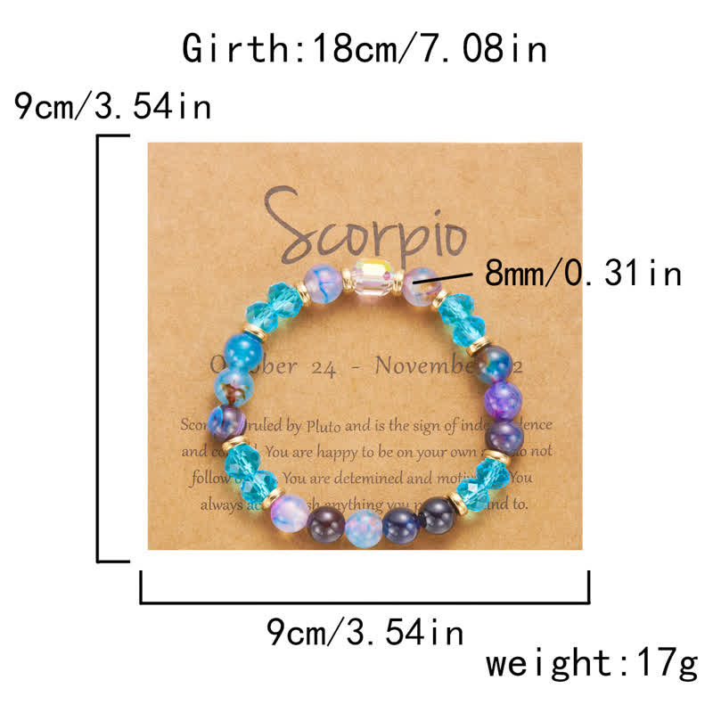 Bracelet en cristal naturel coloré Olivenorma avec douze signes du zodiaque