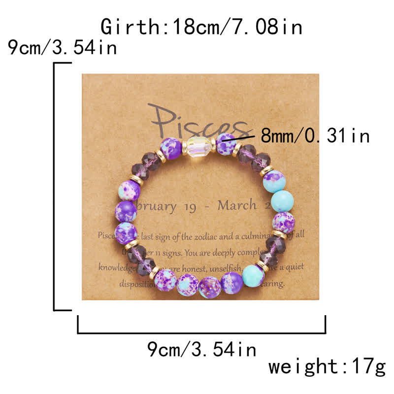 Bracelet en cristal naturel coloré Olivenorma avec douze signes du zodiaque