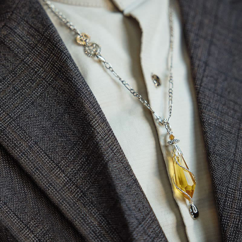 Olivenorma Seigneur des Mystères | Collier Pendule Méditation Klein Citrine