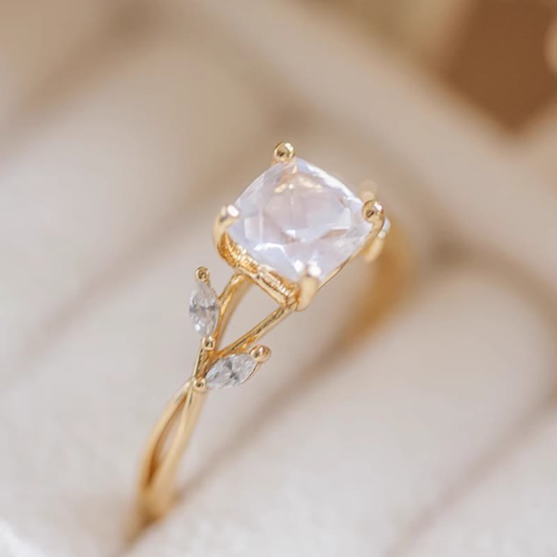 Bague de promesse en cristal transparent naturel Olivenorma