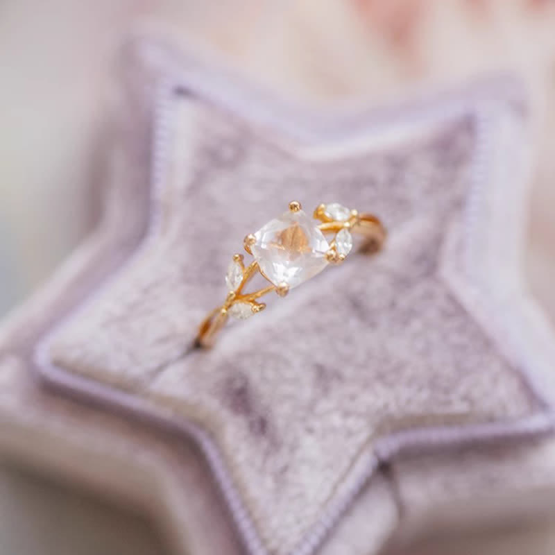 Bague de promesse en cristal transparent naturel Olivenorma