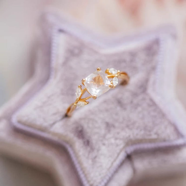 Bague de promesse en cristal transparent naturel Olivenorma