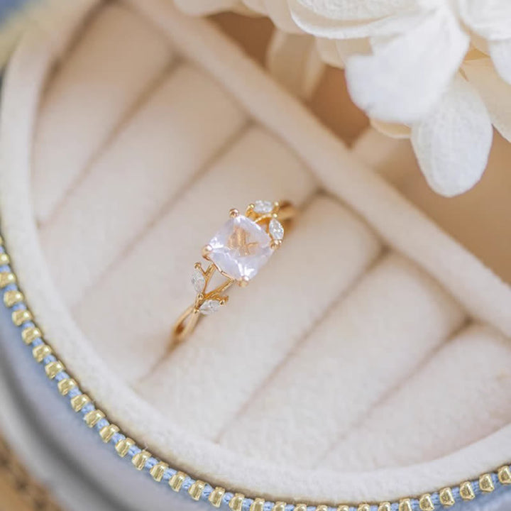 Bague de promesse en cristal transparent naturel Olivenorma