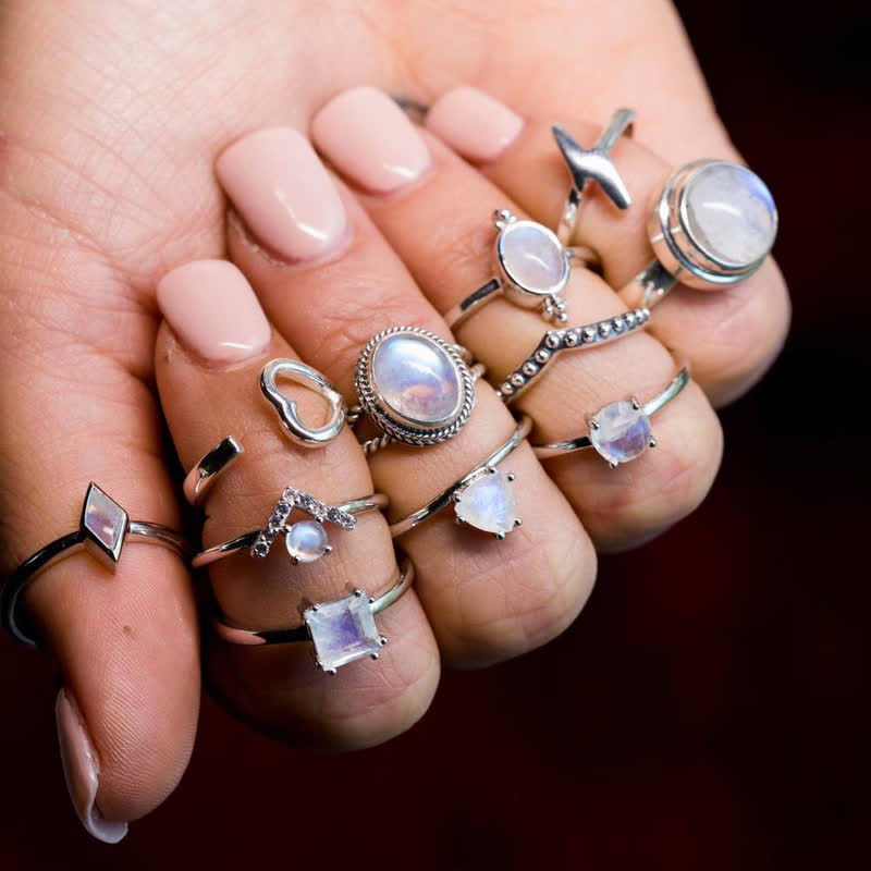 Bague Marquise en pierre de lune naturelle Olivenorma