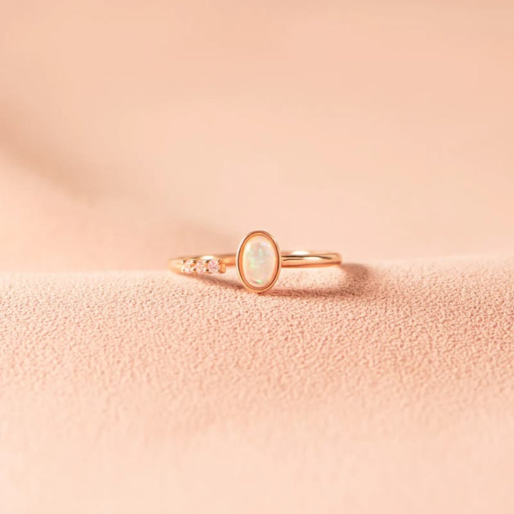 Bague ajustable simple en argent sterling S925 avec opale Olivenorma