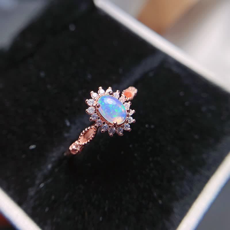 Bague Tournesol en Zircon Blanc Opale Naturelle Olivenorma