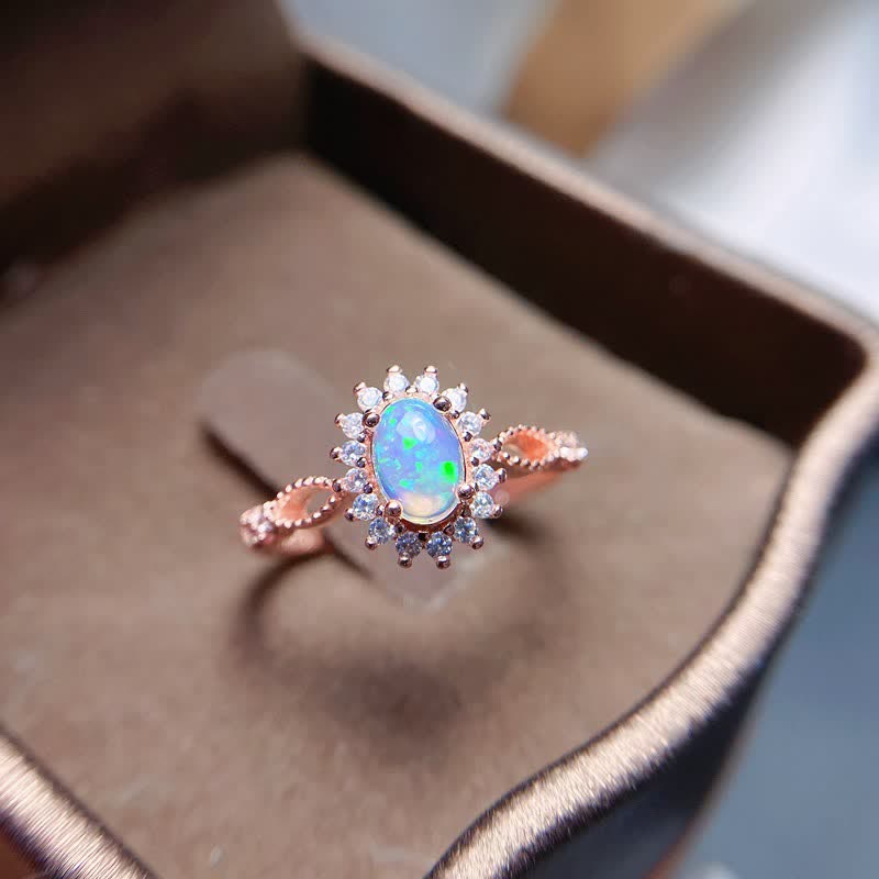 Bague Tournesol en Zircon Blanc Opale Naturelle Olivenorma