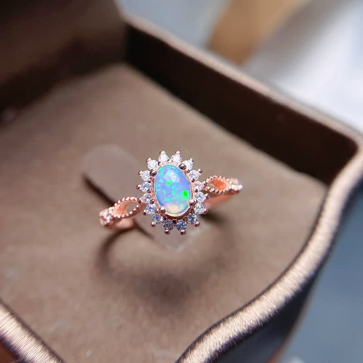 Bague Tournesol en Zircon Blanc Opale Naturelle Olivenorma