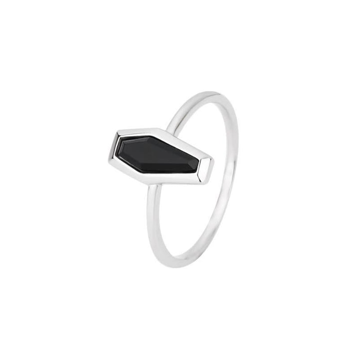 Bague cercueil en obsidienne naturelle de style sombre Olivenorma