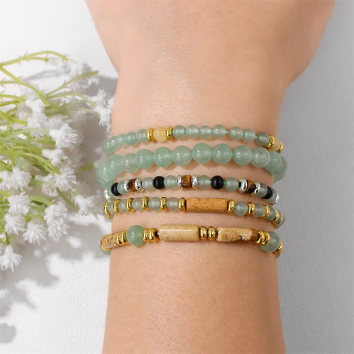 Bracelet Olivenorma en perles de pierre de 4 mm, lot de 5 pièces