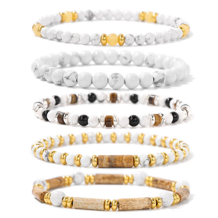 Bracelet Olivenorma en perles de pierre de 4 mm, lot de 5 pièces