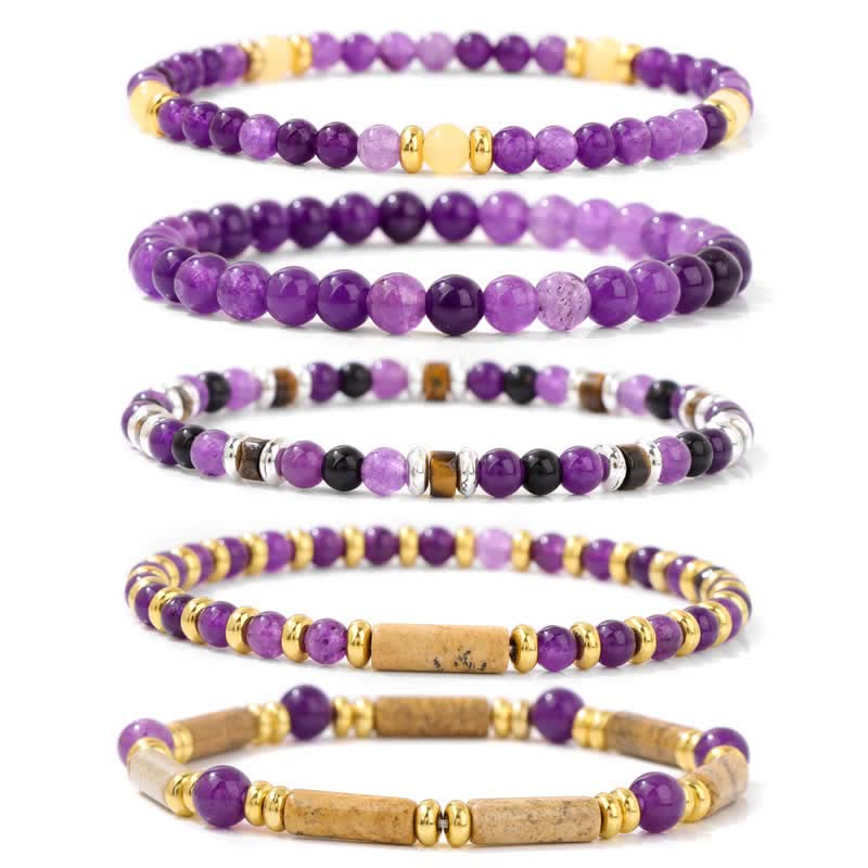 Bracelet Olivenorma en perles de pierre de 4 mm, lot de 5 pièces