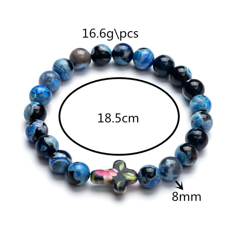 Bracelet Croix en Agate Flamme Naturelle Olivenorma