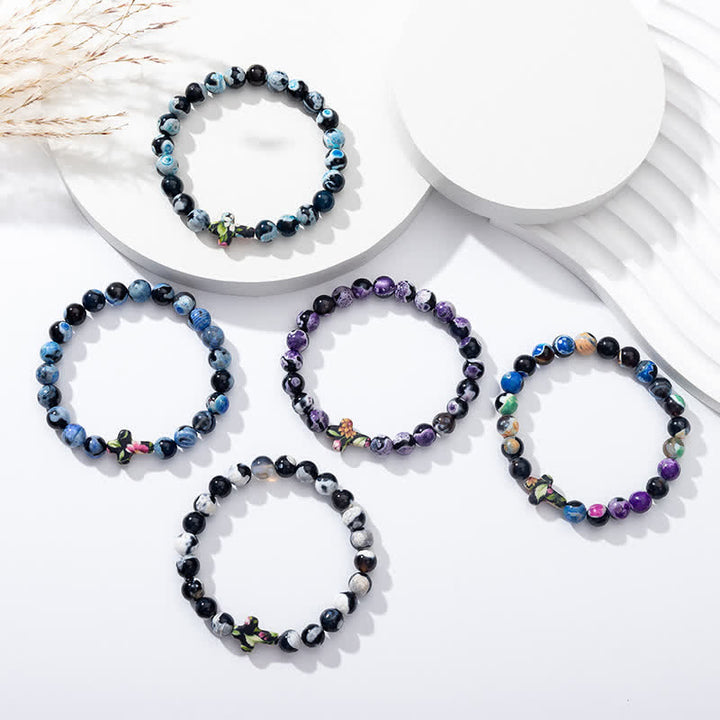 Bracelet Croix en Agate Flamme Naturelle Olivenorma