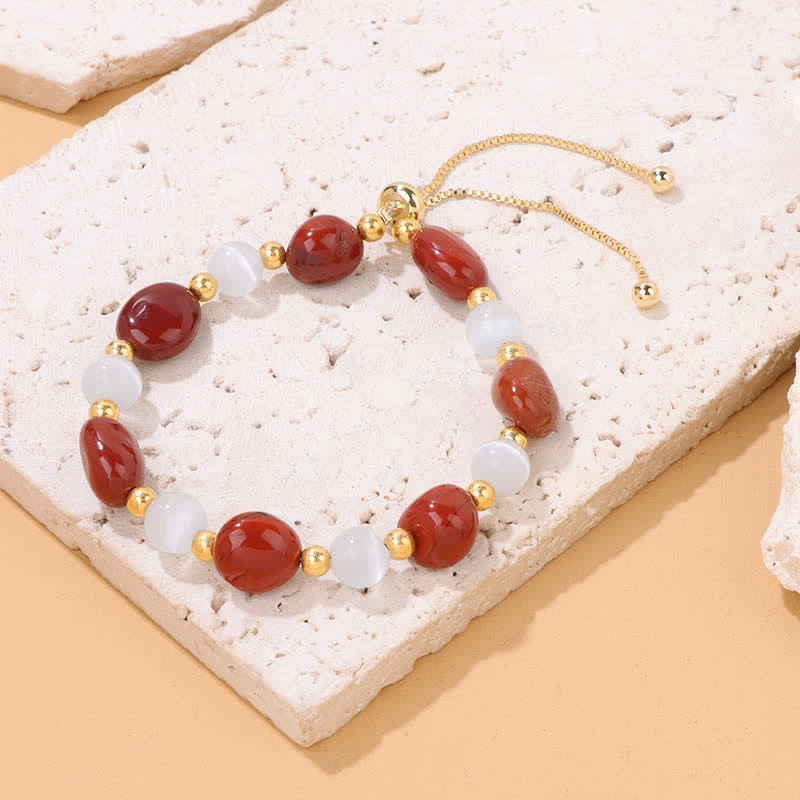 Bracelet en perles de cristal irrégulières naturelles en pierre œil de chat Olivenorma