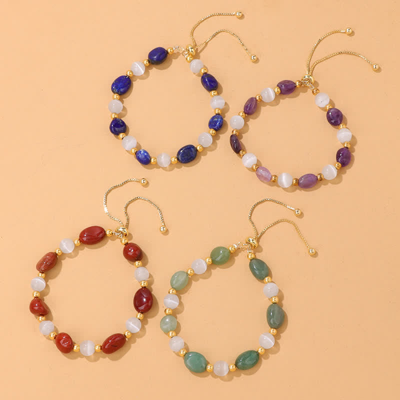 Bracelet en perles de cristal irrégulières naturelles en pierre œil de chat Olivenorma