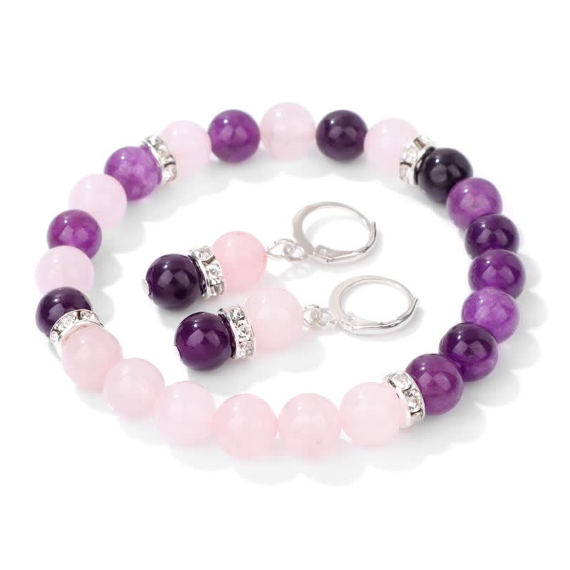 Boucles d'oreilles bracelet en perles de cristal naturel Olivenorma