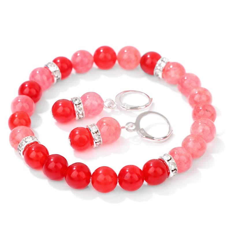 Boucles d'oreilles bracelet en perles de cristal naturel Olivenorma