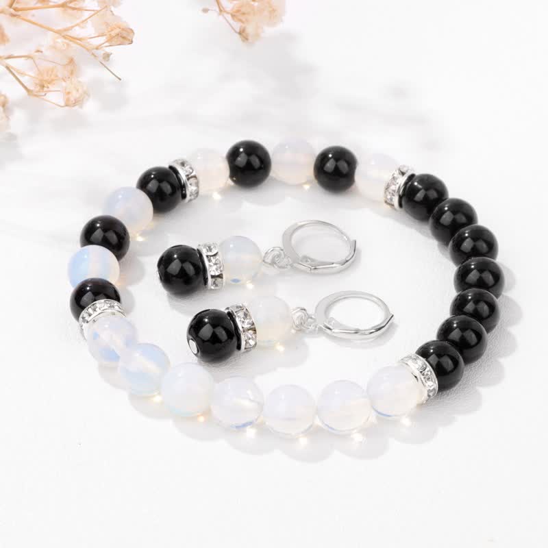 Boucles d'oreilles bracelet en perles de cristal naturel Olivenorma