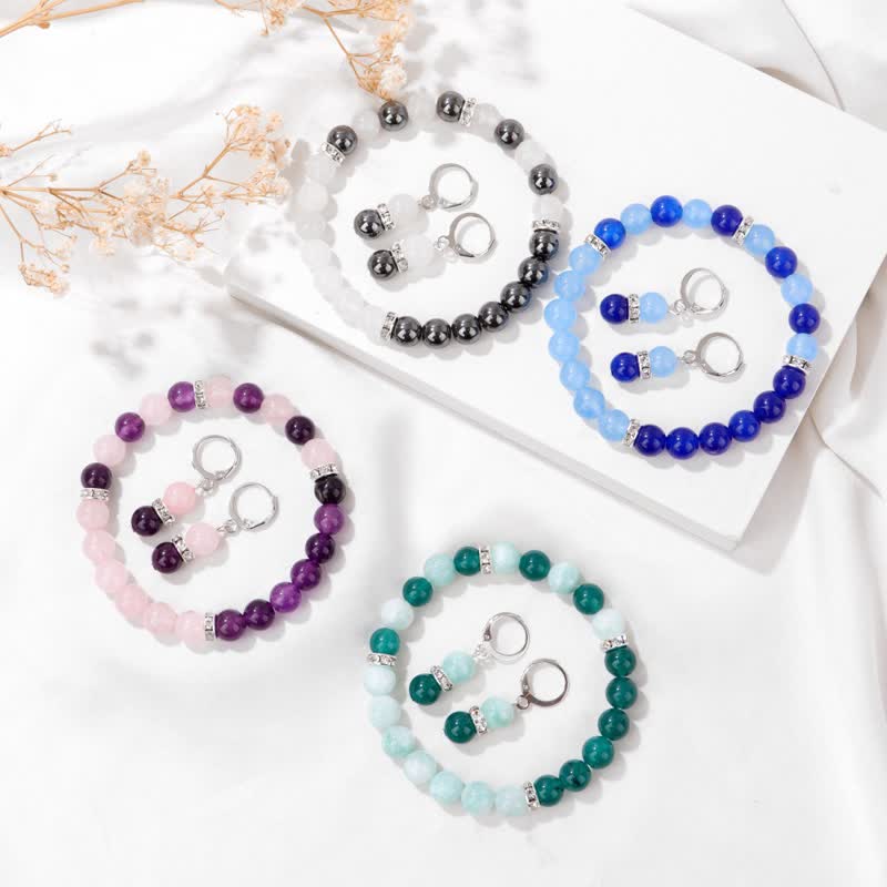 Boucles d'oreilles bracelet en perles de cristal naturel Olivenorma