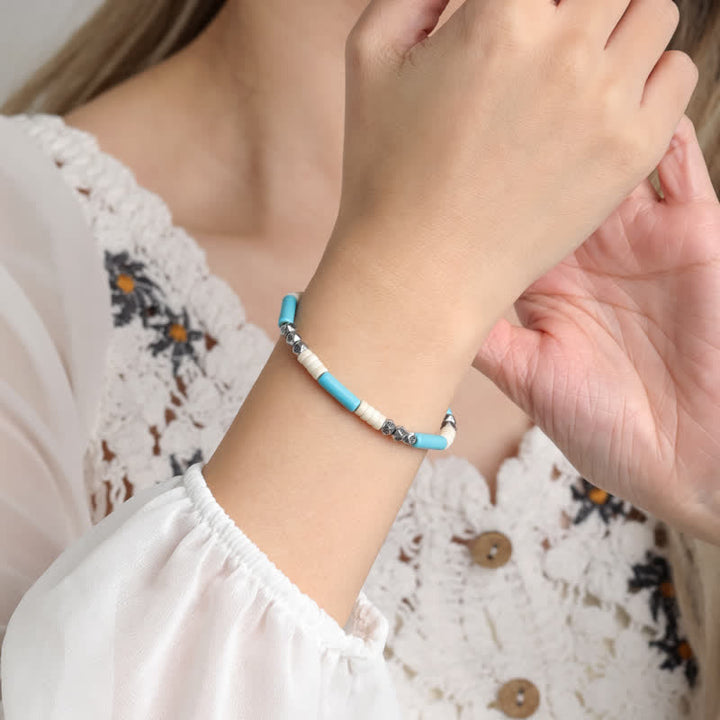 Bracelet de perles turquoise rétro bohème Olivenorma