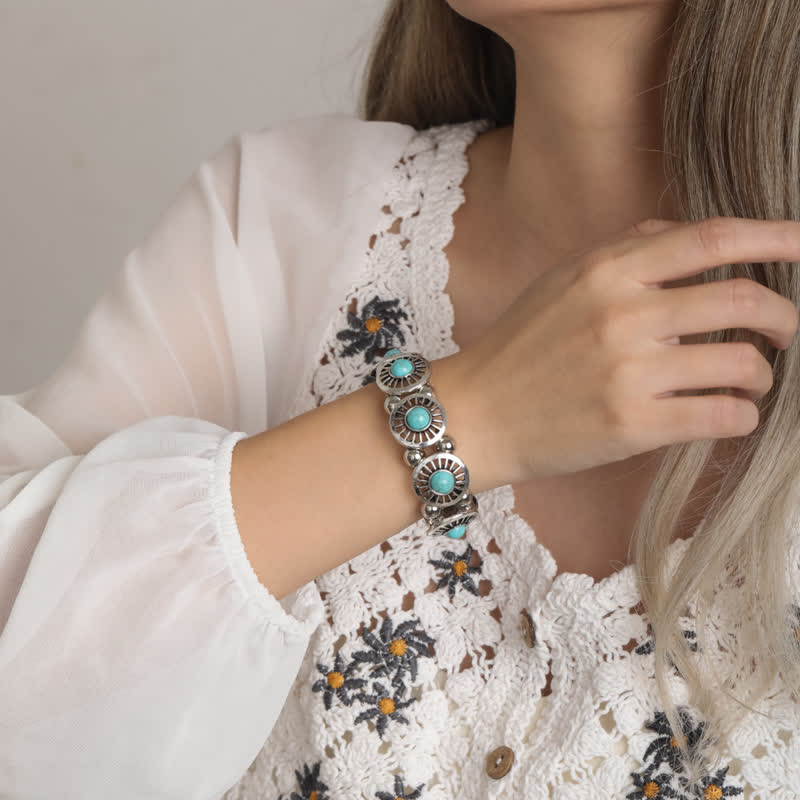 Bracelet en alliage de turquoise naturelle Olivenorma Bohemia
