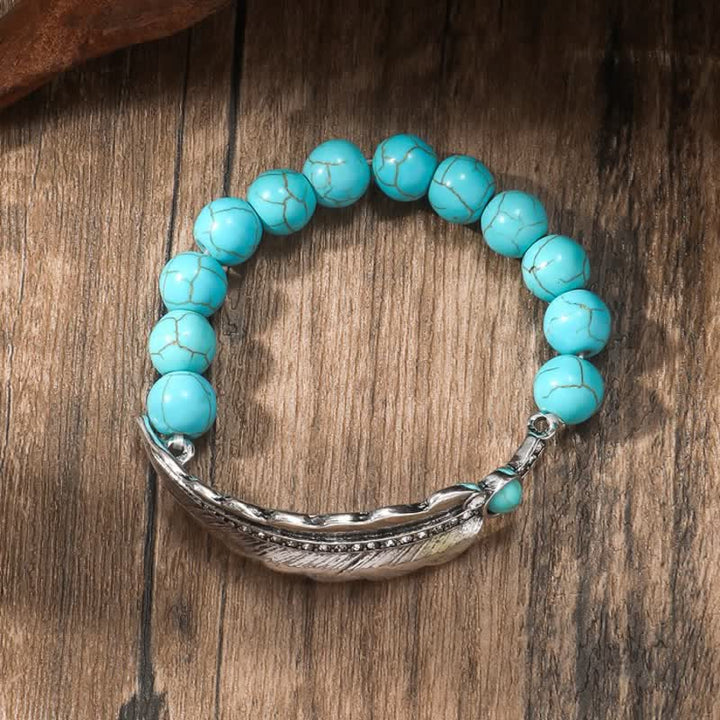 Bracelet en alliage de perles rondes turquoise de Bohême Olivenorma