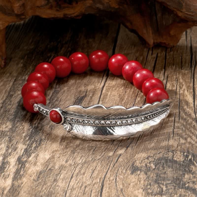 Bracelet en alliage de perles rondes turquoise de Bohême Olivenorma