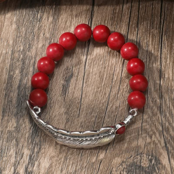 Bracelet en alliage de perles rondes turquoise de Bohême Olivenorma