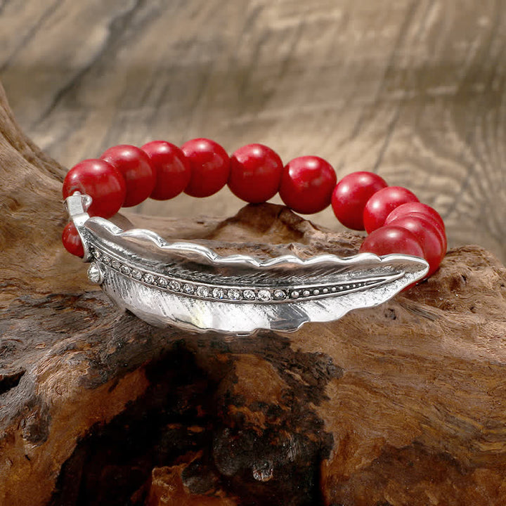 Bracelet en alliage de perles rondes turquoise de Bohême Olivenorma