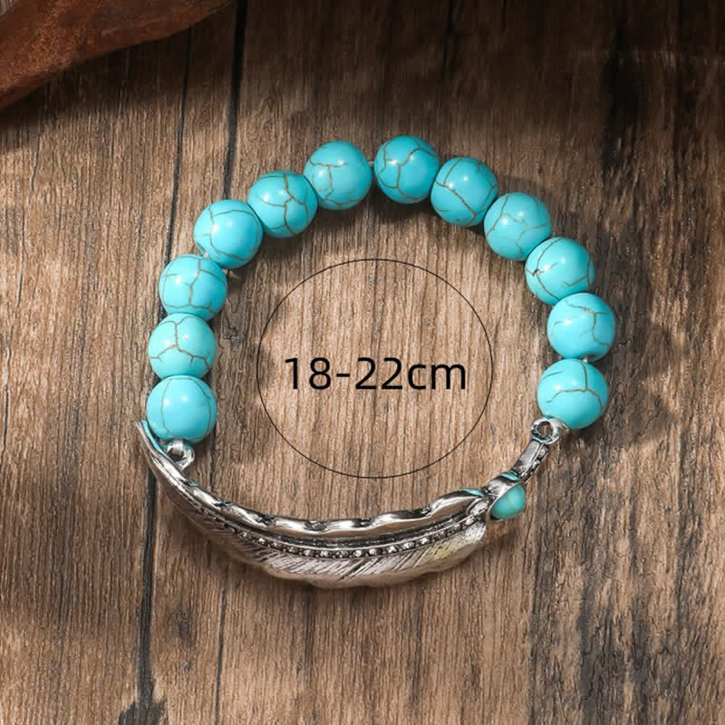 Bracelet en alliage de perles rondes turquoise de Bohême Olivenorma