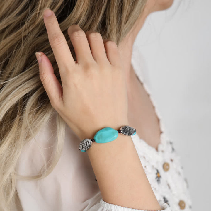 Bracelet en perles en forme de noix en alliage turquoise de Bohême Olivenorma