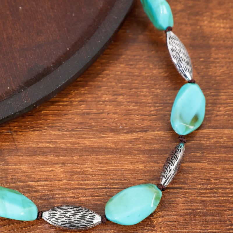 Bracelet en perles en forme de noix en alliage turquoise de Bohême Olivenorma