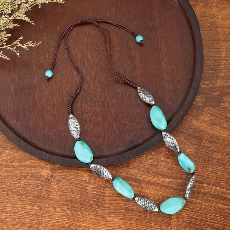 Bracelet en perles en forme de noix en alliage turquoise de Bohême Olivenorma