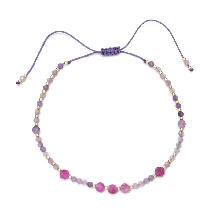 Bracelet à cordon en perles fines d'améthyste naturelle Olivenorma